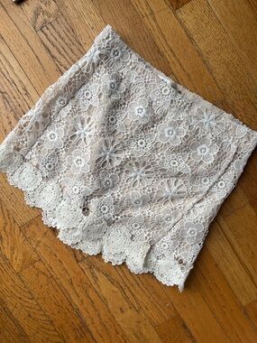 Chelsea & Violet Cream Crochet Floral Mini Skirt